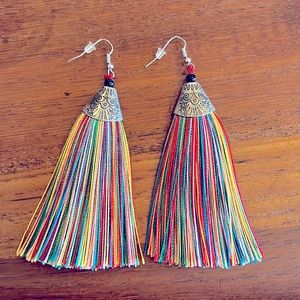 Vintage fringe earrings with silver detail